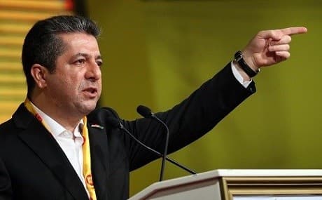 Masrour Barzani addresses an election rally for the Kurdistan Democratic Party (KDP) in Erbil, April 26, 2018. File photo: Safin Hamed / AFP
