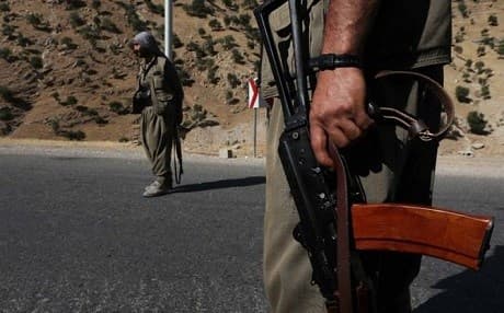 Kurdistan Workers' Party (PKK) soldiers hold guard in Qandil. Photo: AFP
