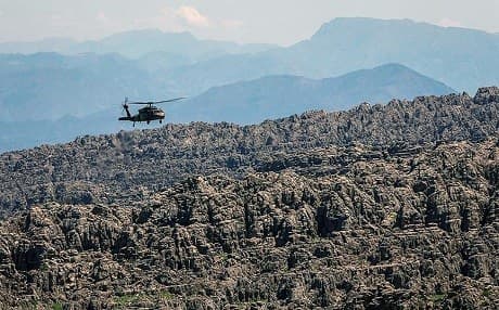 An undated image captures a Turkish military helicopter over the Hakurk (Khakurk) area in the Kurdistan Region of Iraq. File photo: AA