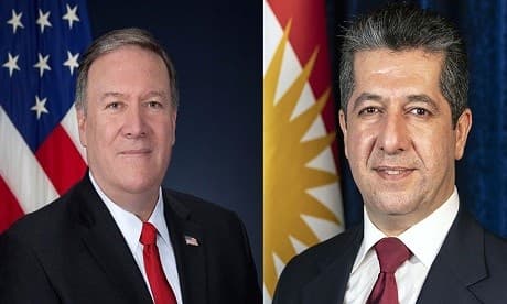 US Secretary of State Mike Pompeo and Kurdistan Regional Government Prime Minister Masrour Barzani. Photo: KRG website