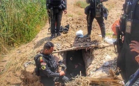 Iraqi counter-terrorism forces search a suspected ISIS dugout on southern Kirkuk, August 4, 2019. Photo: Iraq Security Media Cell