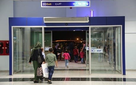 Women and children leaving a gate of Erbil International Airport. Photo: Nadia's Initiative social media 