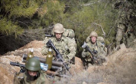 Turkish forces during Operation Olive Branch in Afrin in January 2018. Photo: AA