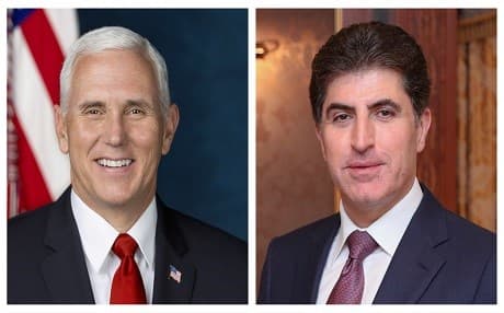 US Vice President Mike Pence and Kurdistan Region President Nechirvan Barzani had a phone call on August 27, 2019. Photo: Kurdistan Region Presidency