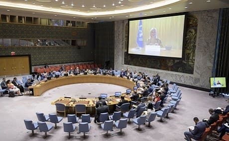 United Nation’s Special Envoy to Iraq Jeanine Hennis-Plasschaert addresses the UN Security Council via video conference call, August 29, 2019. Photo: Manuel Elias / UN 
