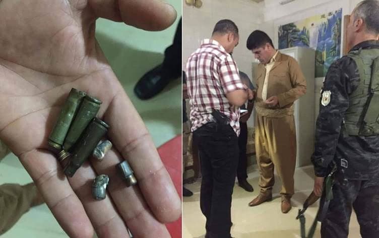 Police investigating a shooting on September 20, 2019 at the Patriotic Union of Kurdistan (PUK)'s office in Erbil. Photo: PUK Media