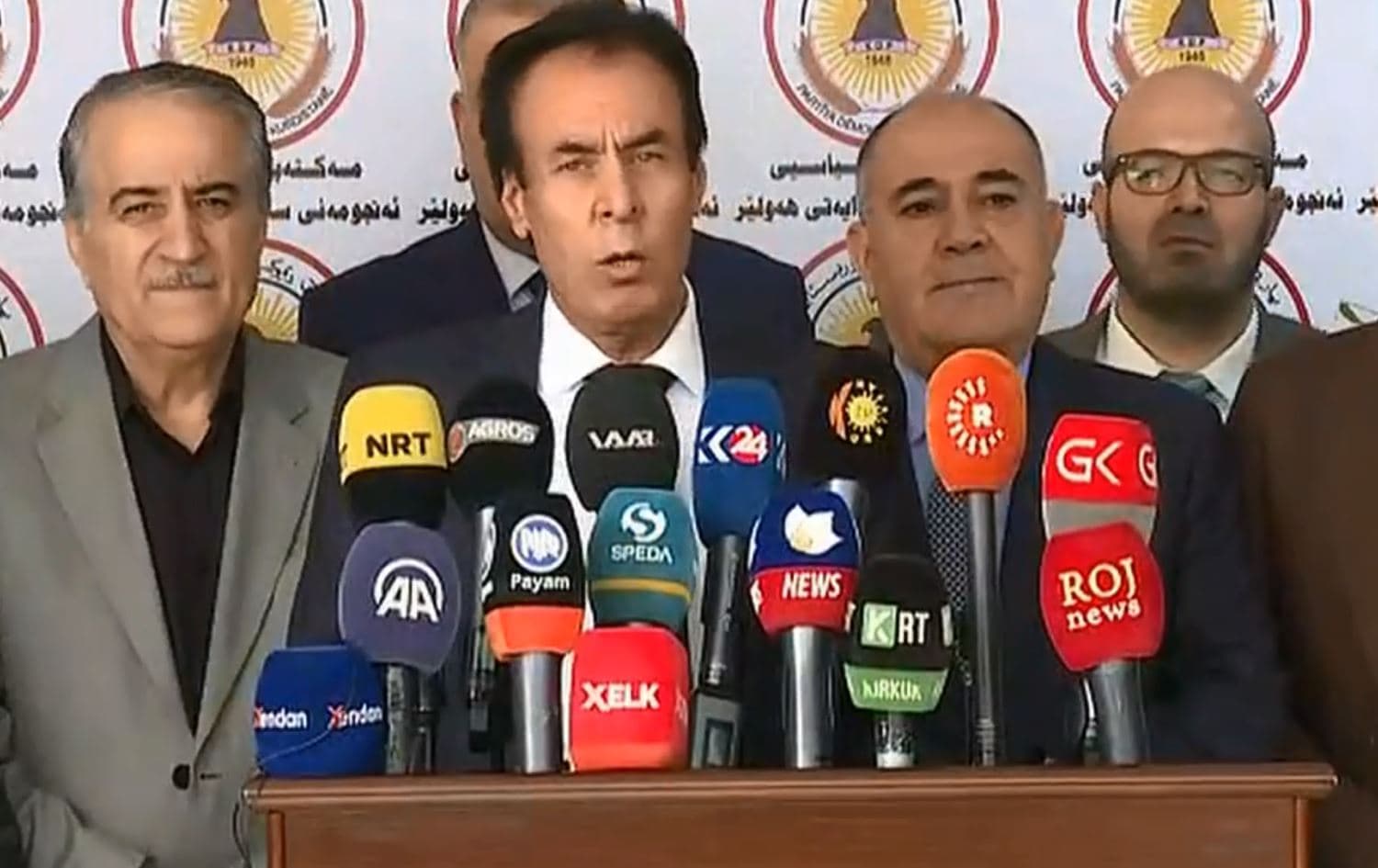 Kurdish political party members announce the formation of the 'Kurdistani Coalition' joint list on September 28, 2019. Photo: Rudaw TV
