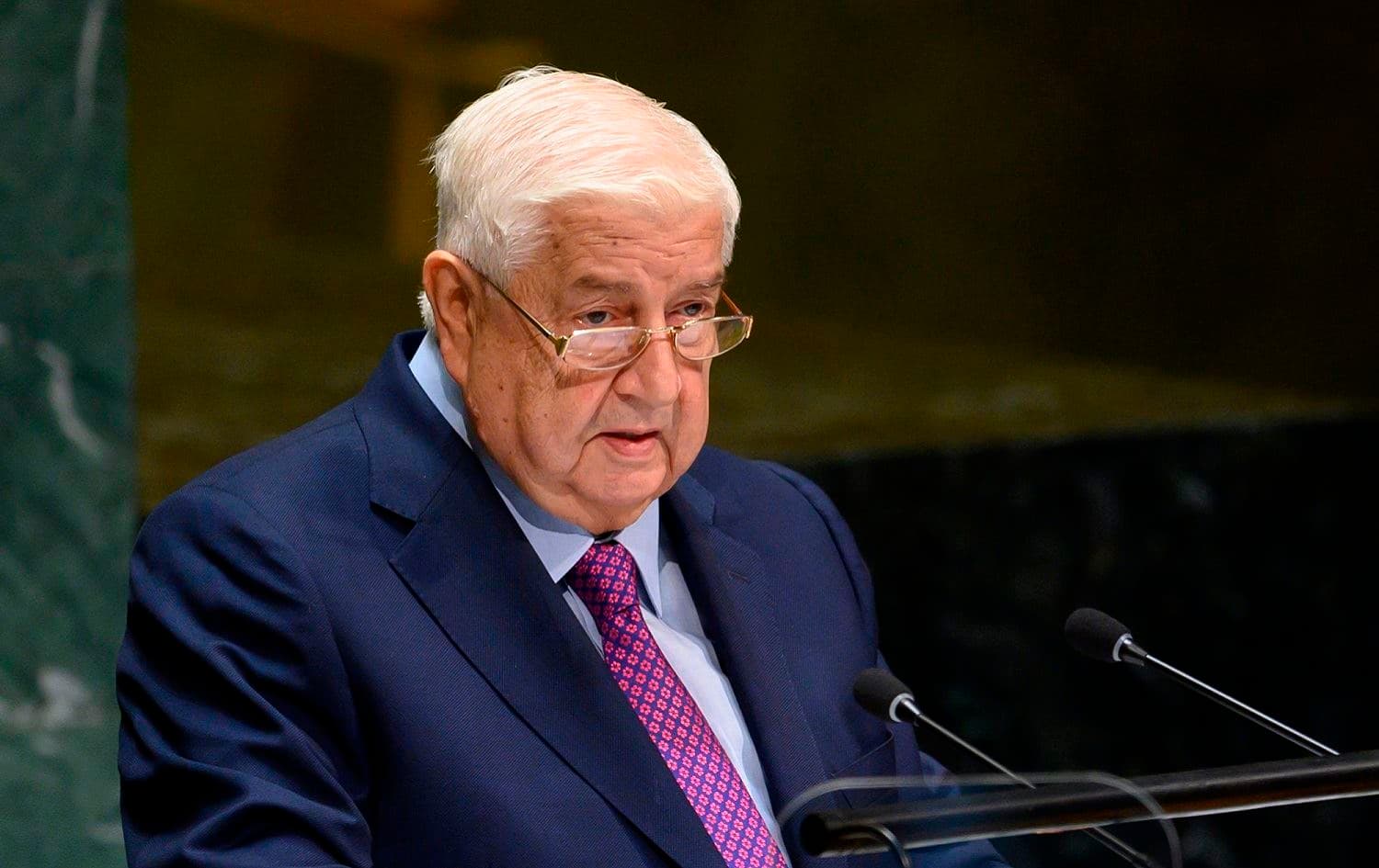 Syria's Foreign Minister Walid Muallem speaks at the 74th session of the United Nations General Assembly in New York, September 28, 2019. Photo: Don Emmert / AFP