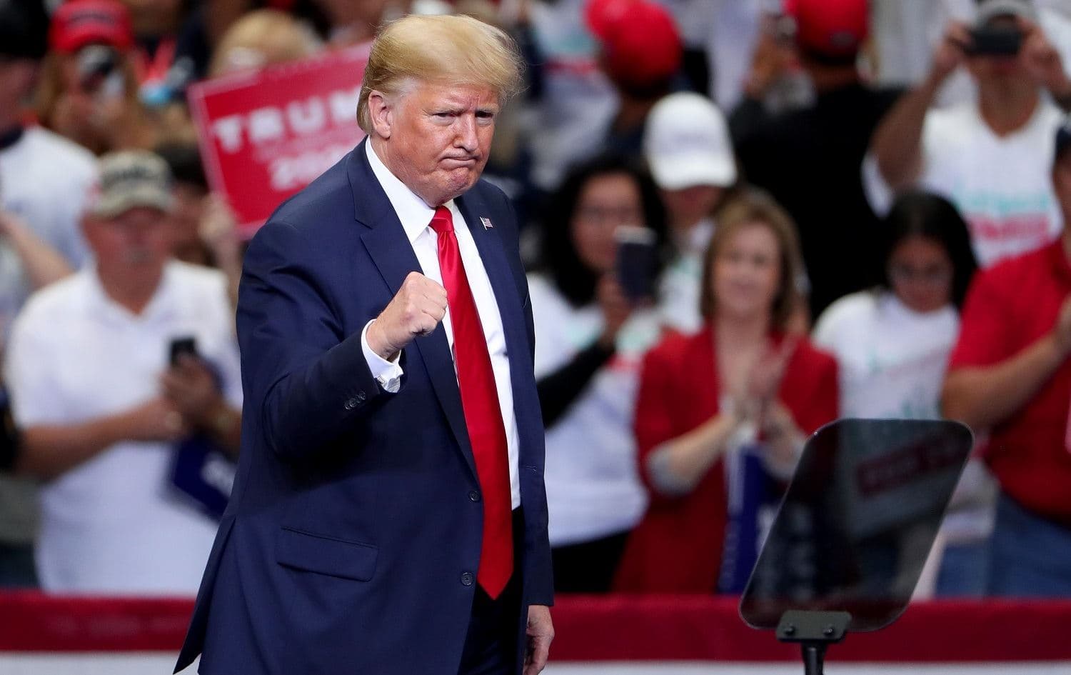 US President Donald Trump speaks during a "Keep America Great" Campaign Rally at American Airlines Center in Dallas, Texas, October 17, 2019. Photo: Tom Pennington / Getty Images / AFP