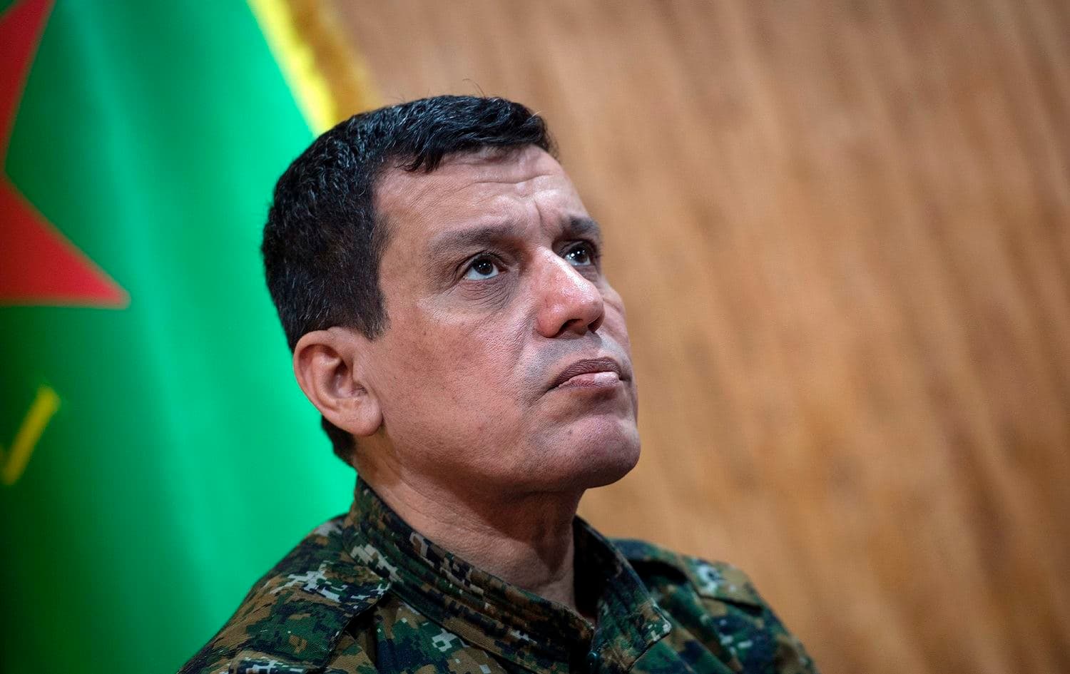Mazloum Kobani Abdi, commander-in-chief of the Syrian Democratic Forces (SDF), gives a press conference in Hasaka northern Syria, October 24, 2019. Photo: AFP 