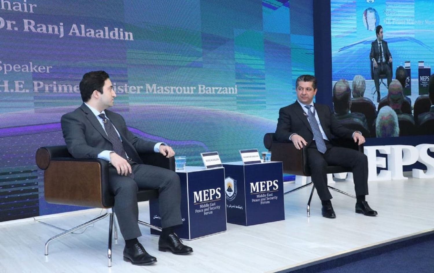 KRG Prime Minister Masrour Barzani speaking at the Middle East Peace and Security Forum on November 20, 2019. Photo: Social Media