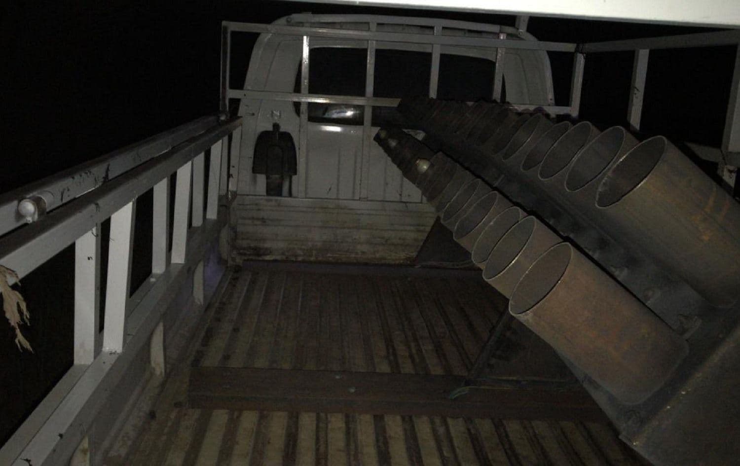 Security forces found a truck containing a missile platform and three unfired rockets in the southern part of Rashidiya on the opposite bank of the Tigris River. Photo: Iraqi Security Media Cell / social media