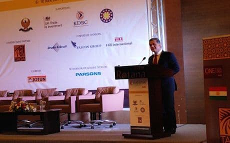 KRG Foreign Relations Minister Falah Mustafa Bakir speaking at the conference. Photo: Judit Neurink