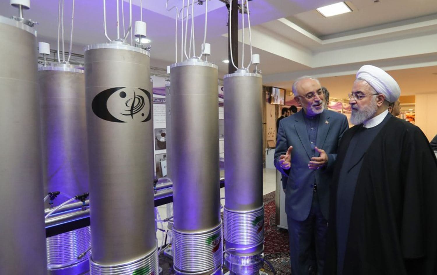 Iranian President Hassan Rouhani and head of Iran's nuclear technology organization, Ali Akbar Salehi. Photo: AFP