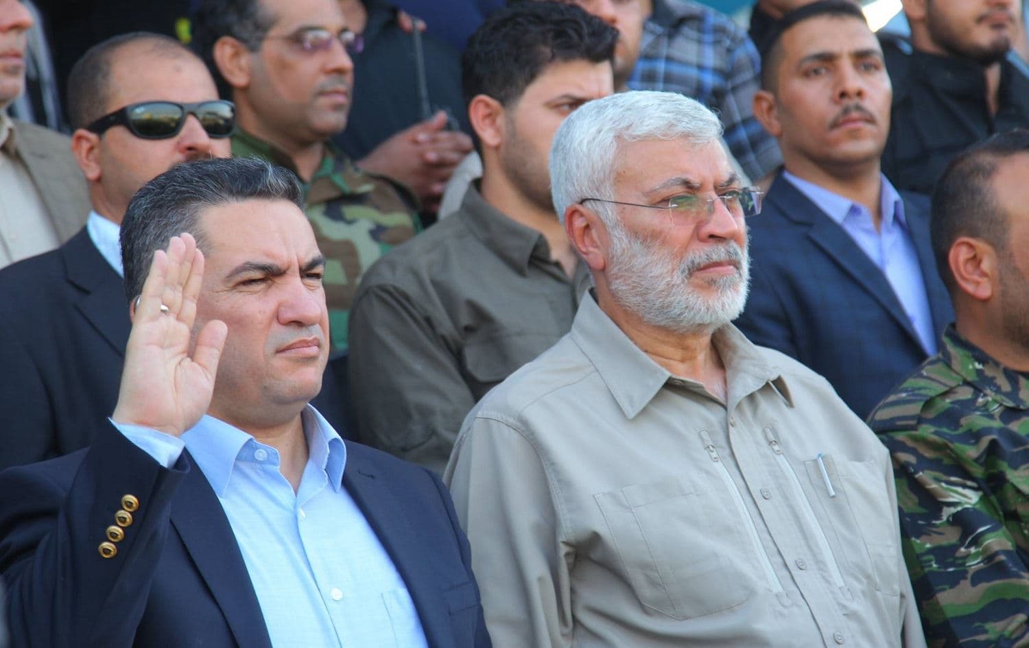 Iraq's Prime Minister-designate Adnan al-Zurfi (left) with late Popular Mobilisation Forces (PMF) deputy leader Abu Mahdi al-Muhandis in 2015. Photo via Adnan al-Zurfi's Facebook page 