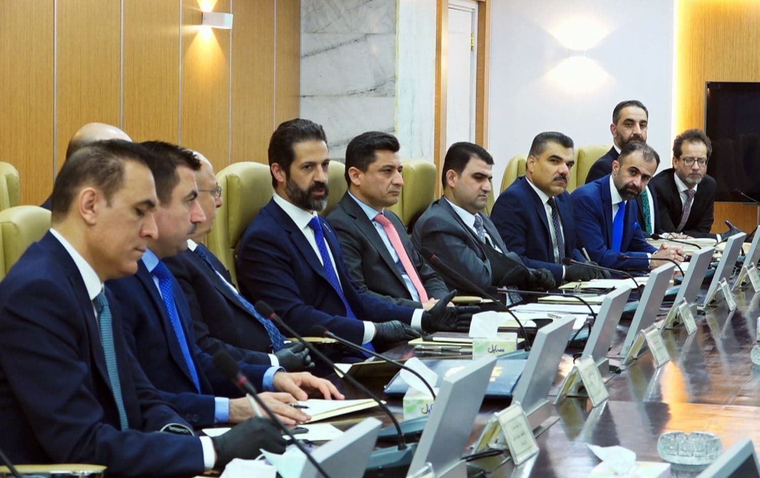 A KRG delegation meet with Iraqi goverment officials on April 29, 2020. Photo: Qubad Talabani's media office.