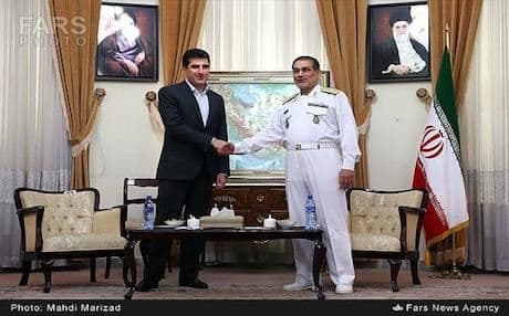 Kurdistan Region Prime Minister Nechirvan Barzani (L) with Ali Shamkhani, head of Iran's National Security Council. Photo: FARS