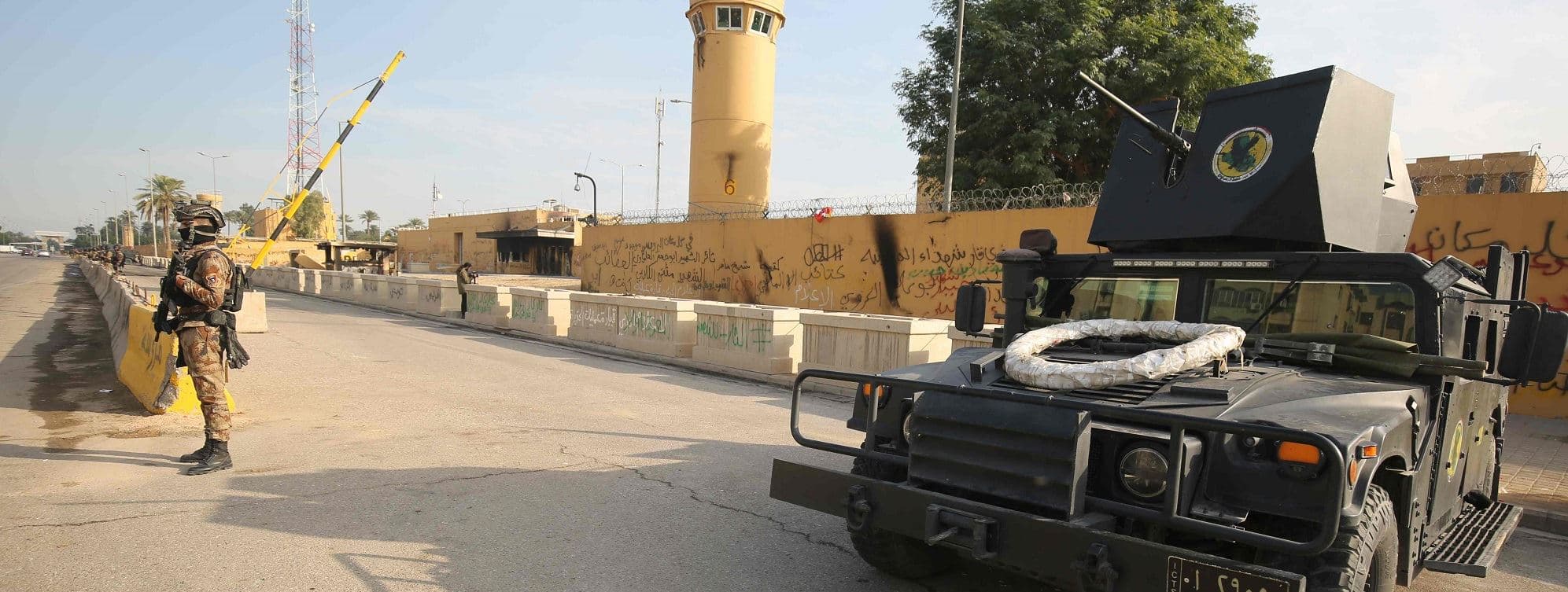 Iraqi counter-terrorism forces stand guard in front of the US embassy in the capital Baghdad on January 2, 2020. Photo: Ahmad al-Rubaye/AFP 