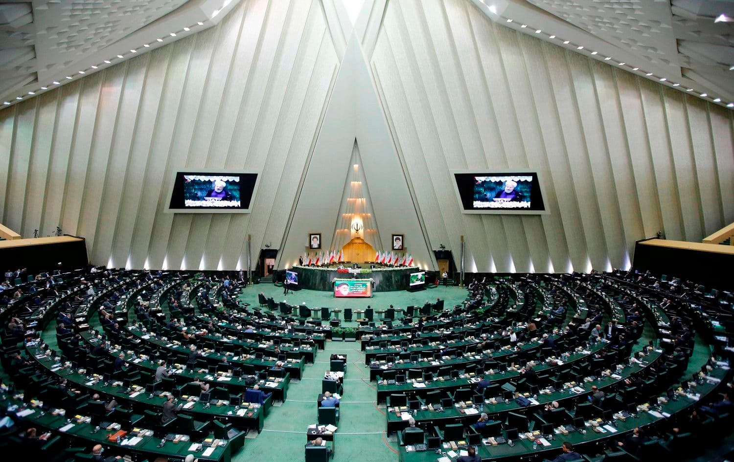 Iranian President Hassan Rouhani delivers a speech during the inaugural session of the new parliament in Tehran on May 27, 2020. Photo: AFP