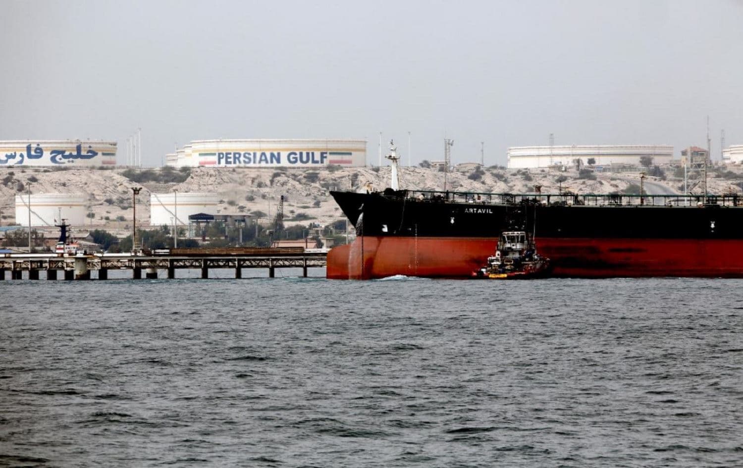 An Iranian tanker docking at an oil facility at Kharg Island in the Persian Gulf. File photo: AFP 