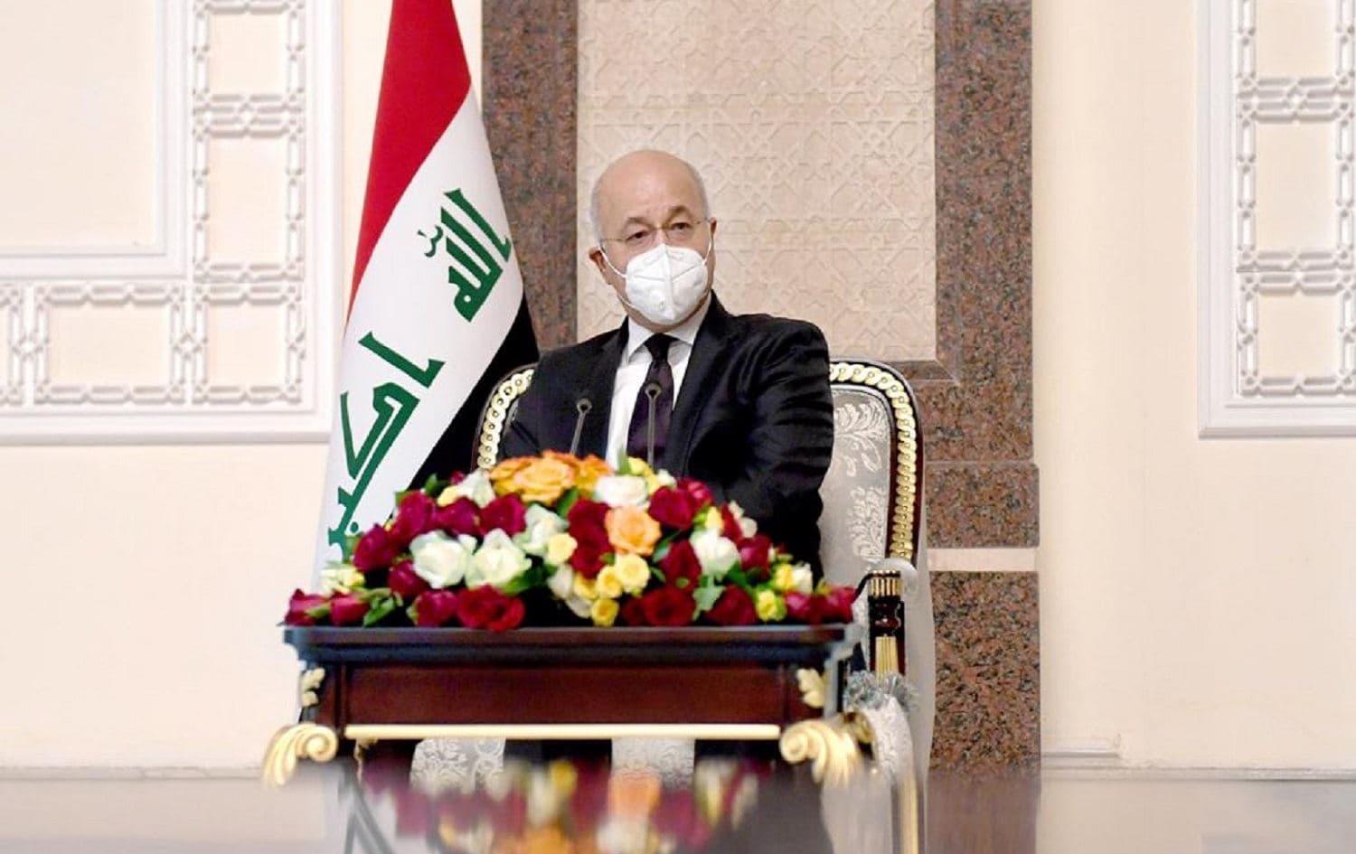 President Barham Salih meeting with ambassadors to Iraq on July 8, 2020. Photo: Iraqi Presidency official Twitter account