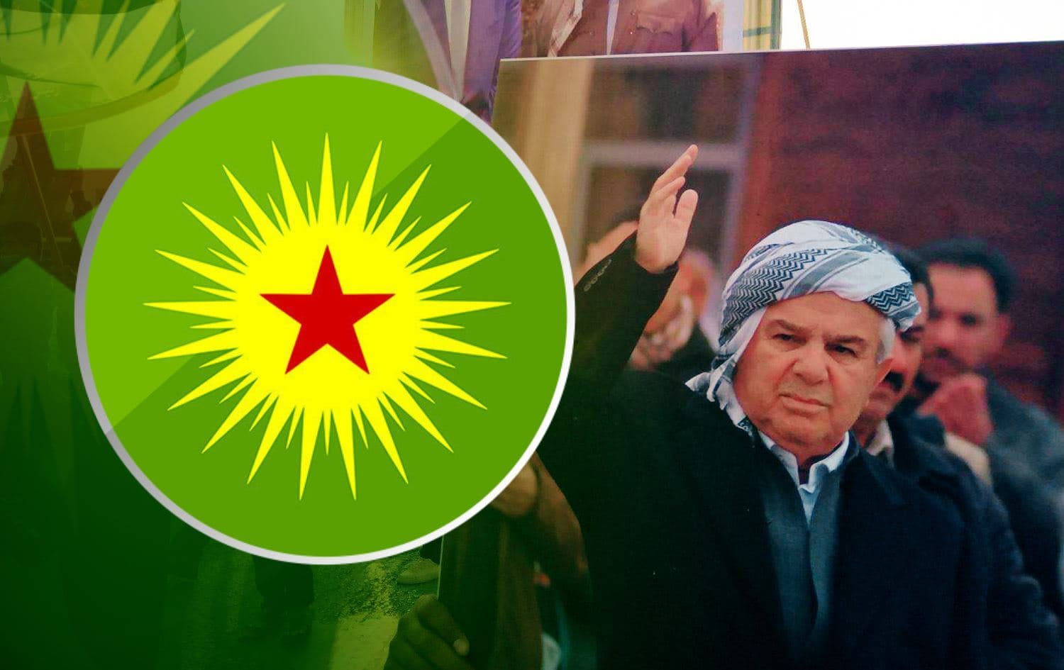دەروێشەکانی شێخ محەممەد کەسنەزانی وێنەی شێخەکەیان لە پرسەکەیدا بەرزکردووەتەوە. وێنە: رووداو