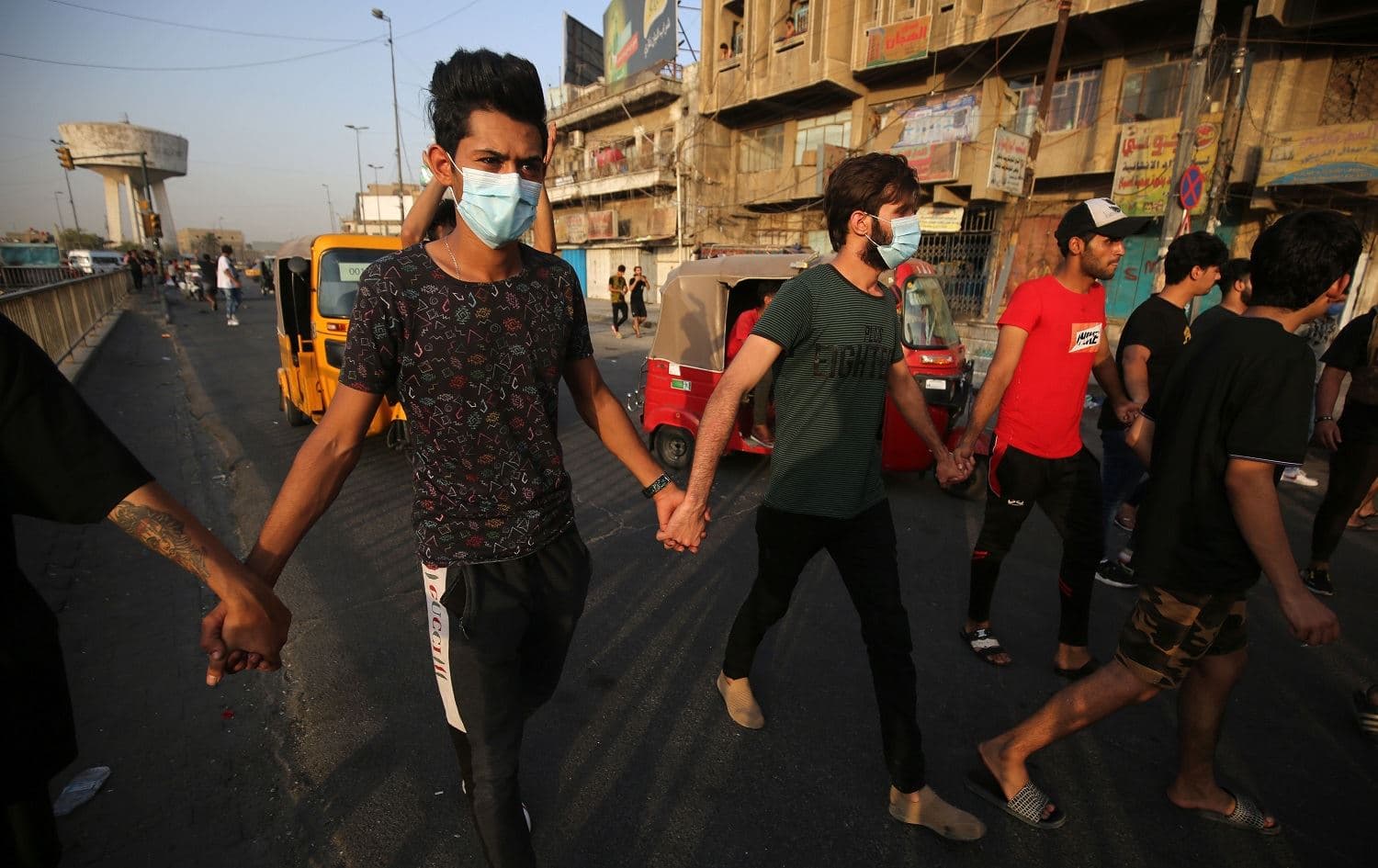 Iraqi demonstrators gather in al-Tayaran Square in central Baghdad on July 28, 2020 during ongoing anti-government protest due to poor public services. Photo: Ahmad al-Rubaye/AFP