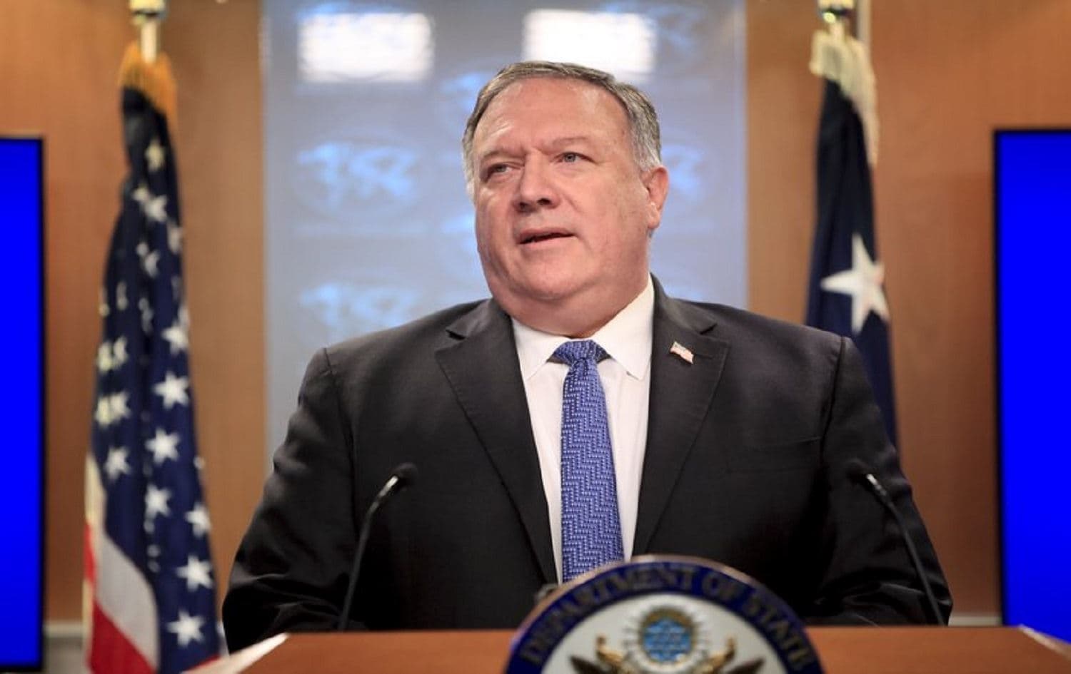 Secretary of State Mike Pompeo speaks during a news conference at the State Department in Washington, Wednesday, Aug. 5, 2020. Photo: Pablo Martinez Monsivais / AP