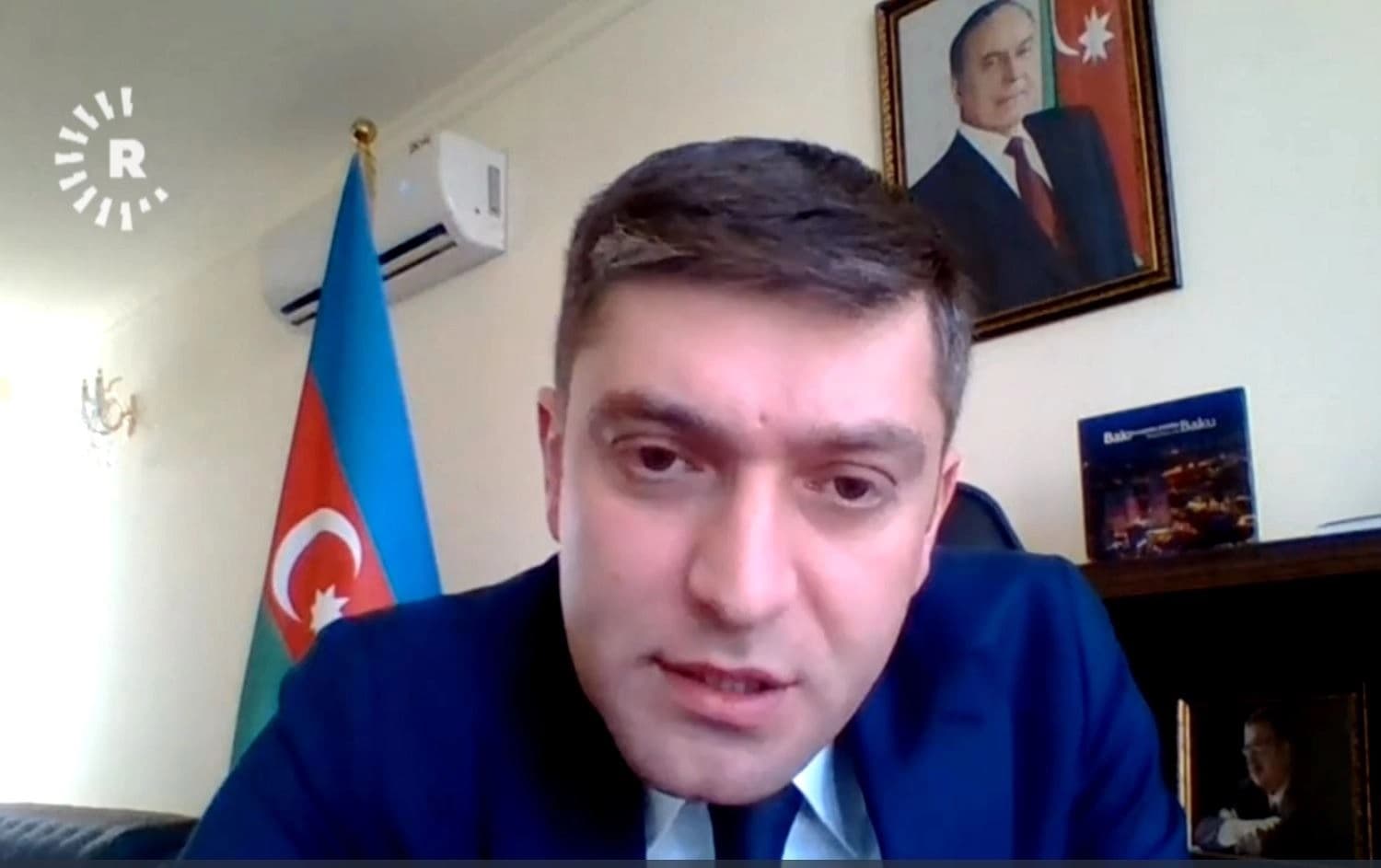Nasir Mammadov, Charge d'affaires at the Azerbaijan embassy in Baghdad speaks to Rudaw TV on October 12, 2020. Photo: Rudaw