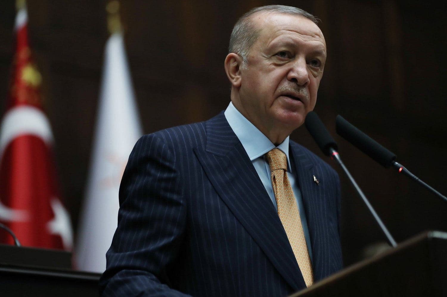 Erdogan speaks to his AKP members at parliament. Date: October 28, 2020. Photo: Turkish Presidency
