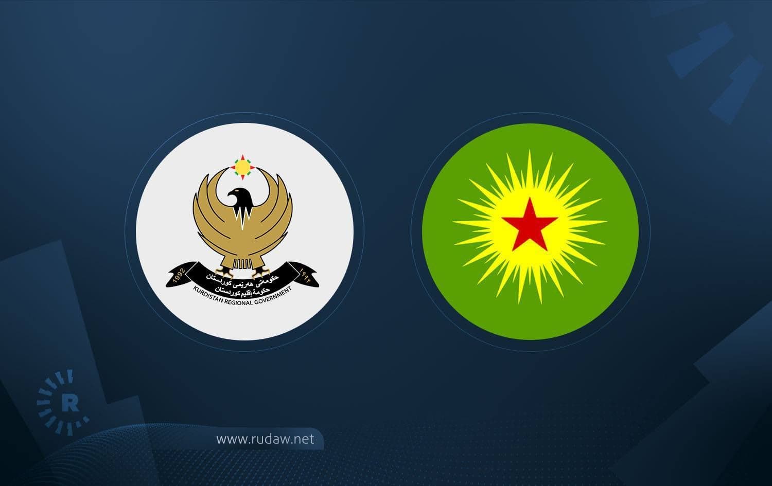 Right to left: Logos of the Kurdistan Regional Government (KRG) and the Kurdistan Workers' Party (PKK). Graphic: Rudaw