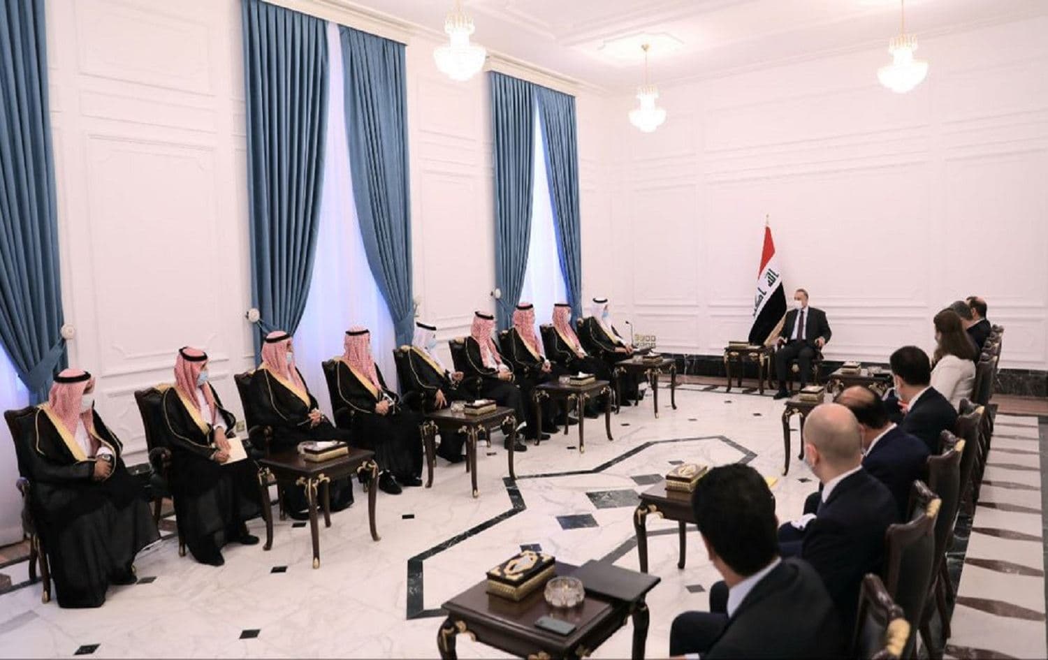 Iraq’s Prime Minister Mustafa Al-Kadhimi met on Sunday with members of the Iraqi-Saudi Coordinating Council. Photo: Prime Minister’s Communications Office on Twitter