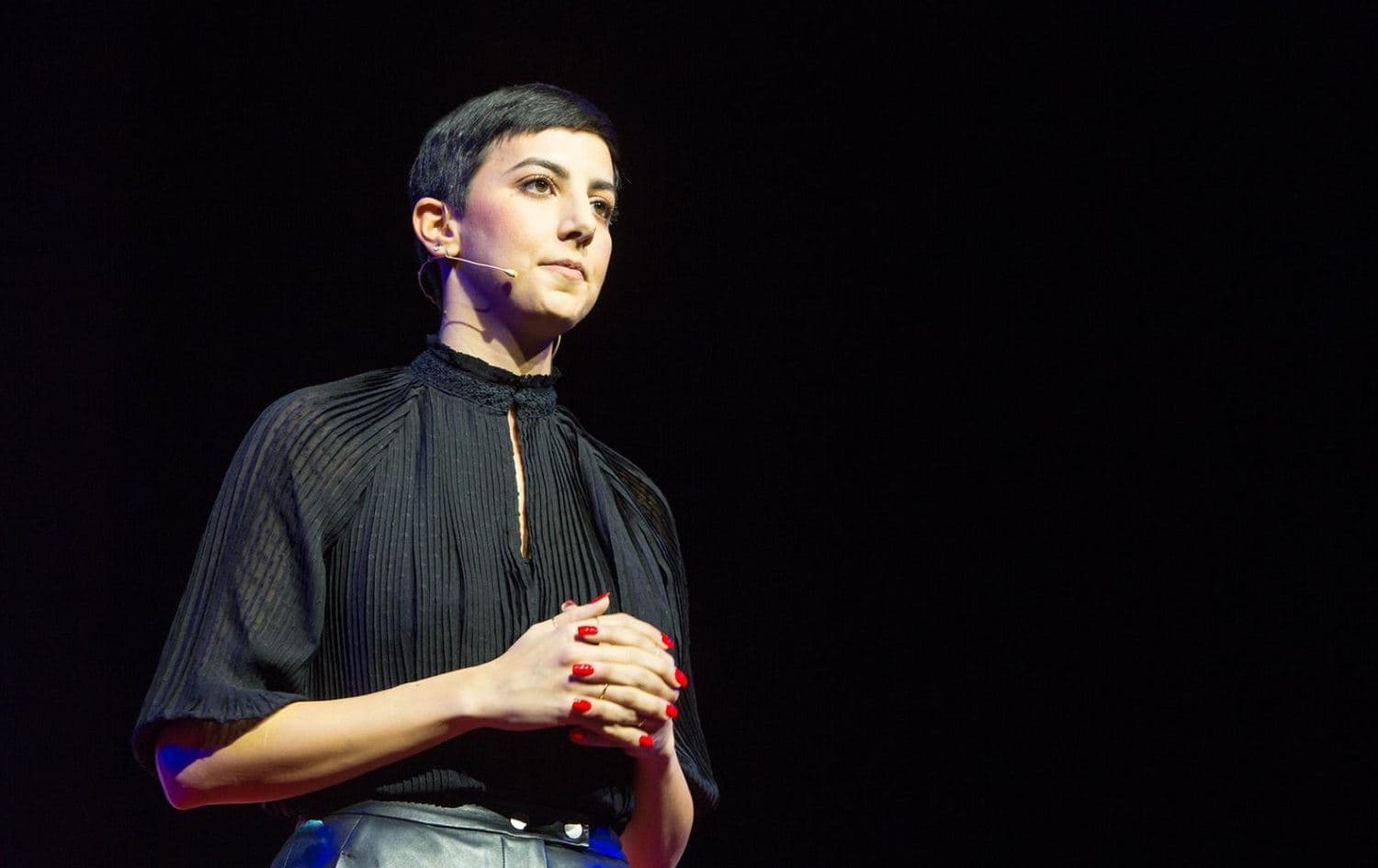 British-Kurdish campaigner Payzee Mahmod gives a TED talk in London in January 2020. Photo: handout 