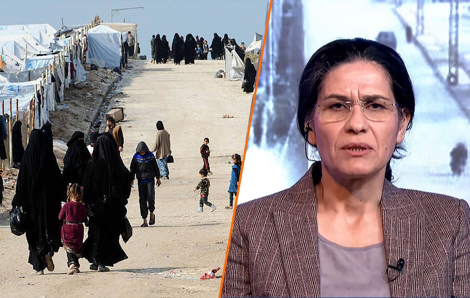 Elham Ahmed (right) spoke to Ronahi TV on November 27, 2020. Photos: AFP/ Ronahi TV