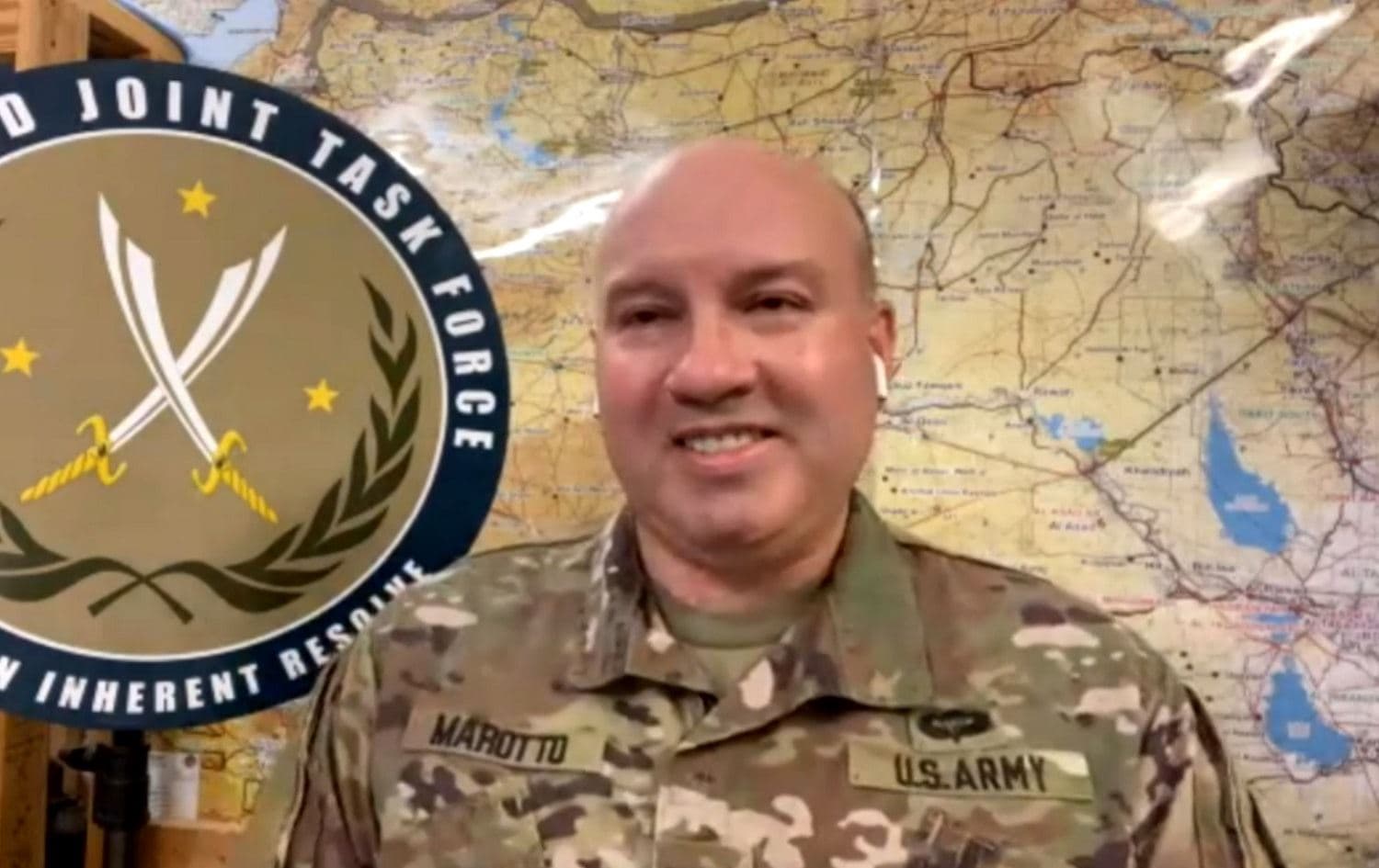 OIR (Operation Inherent Resolve) Spokesman Colonel Wayne Marotto in an interview by Shaho Amin. December 13, 2020. Photo: Rudaw / screenshot