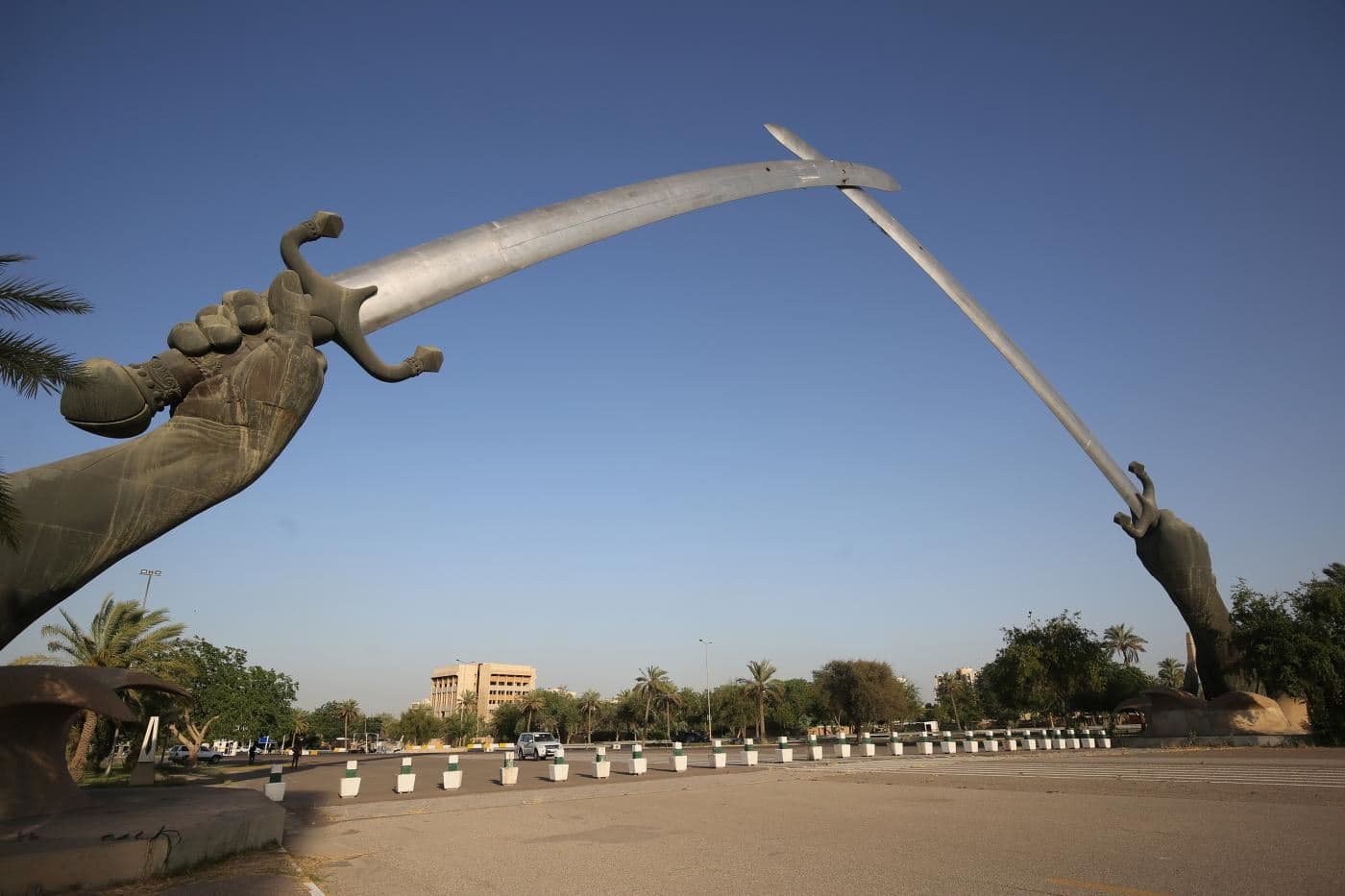 The Victory Arch, known as the Swords of Qadisiyah, in Baghdad's high-security Green Zone. File photo: AFP