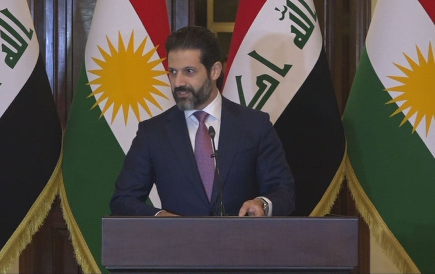 Deputy Prime Minister of the Kurdistan Region Qubad Talabani speaks at a press conference in Baghdad on December 22, 2020. Photo: Rudaw