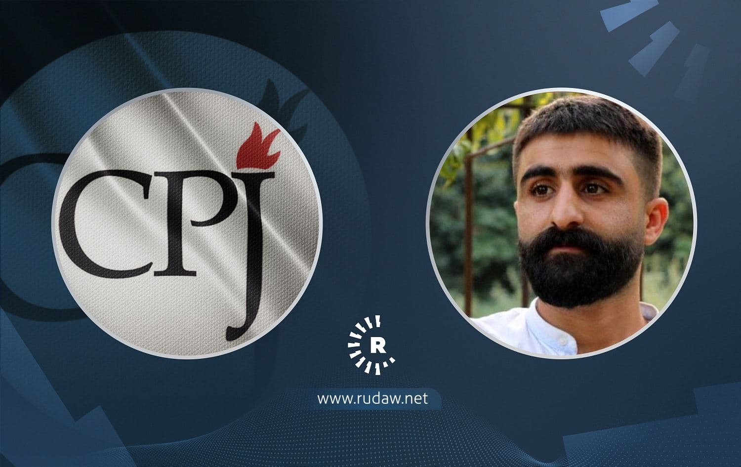 Left: Committee to Protect Journalists (CPJ) logo. Photo: CPJ. Right: Mezopotamya Agency (MA) jounalist Mehmet Aslan. Photo: MA