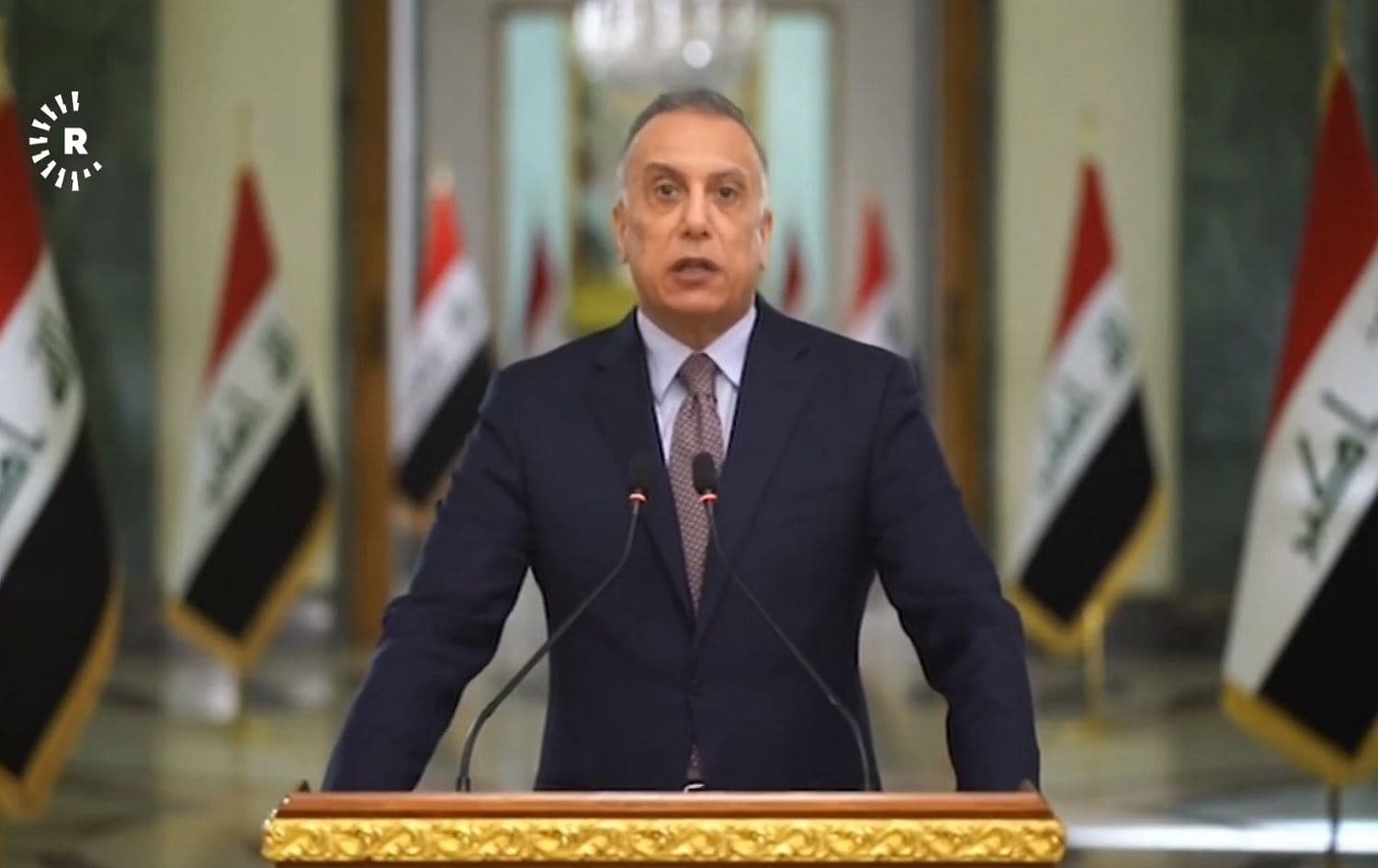 Kadhimi delivering a televised speech on Tuesday, January 5, 2021. Photo: Rudaw