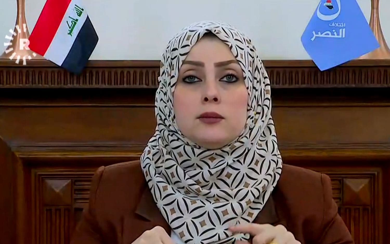 Ayat Mudhafar, spokesperson for the Iraqi parliament’s Nasr coalition speaks to Rudaw’s Sangar Abdulrahman on February 2, 2021. Photo: Rudaw