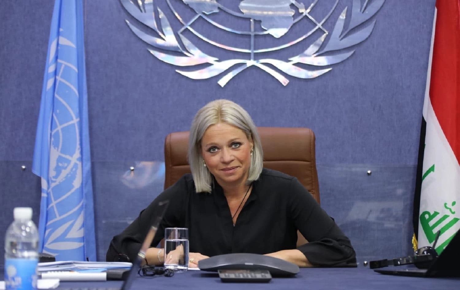 UN top representative in Iraq Jeanine Hennis-Plasschaert briefing the UN security council on Tuesday, February 16, 2020. Photo: UNAMI