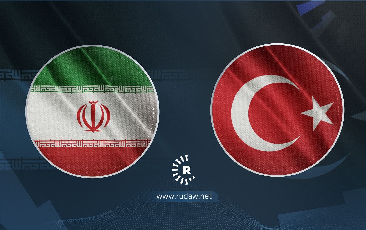 The flags of Iran (left) and Turkey (right). Graphic: Sarkawt Mohammed/Rudaw