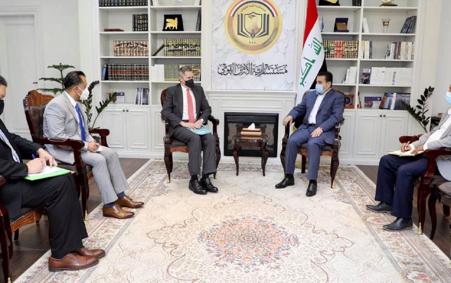 US Ambassador to Iraq Matthew Tueller and Iraq's National Security Advisor Qasim al-Araji meet in Baghdad on April 11, 2021. Photo: Araji on social media