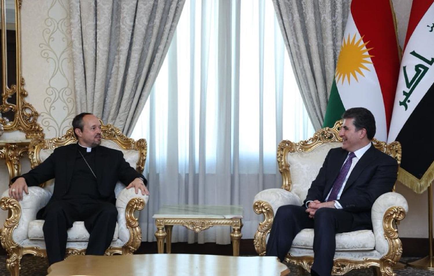 The Vatican ambassador to Iraq, Mitja Leskovar (Left) met the President of the Kurdistan Region Nechirvan Barzani (Right) in Baghdad. April 12, 2021. Photo: Kurdistan Region Presidency