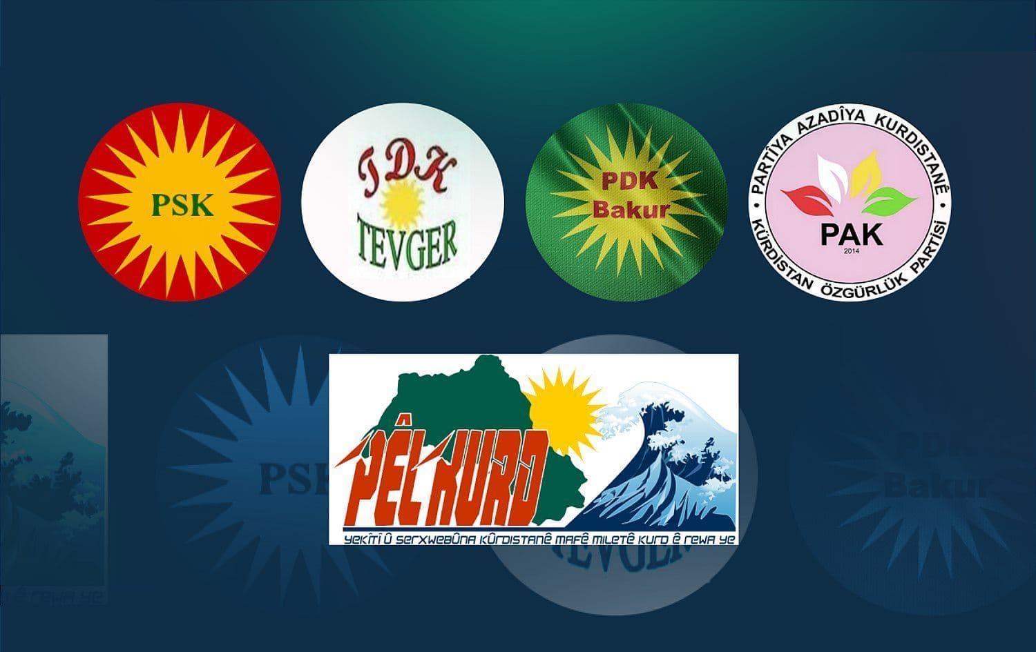 PAK, PDK-Bakur, PÊLKURD, PSK ve TEVGER logosu