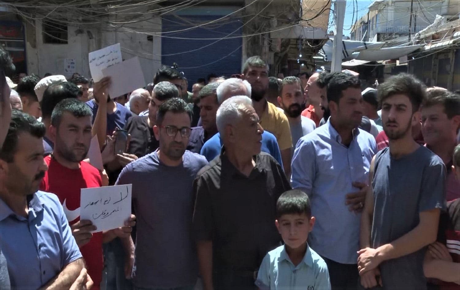 People in Qamishli protest an increase in fuel prices on May 18, 2021. Photo: Rudaw