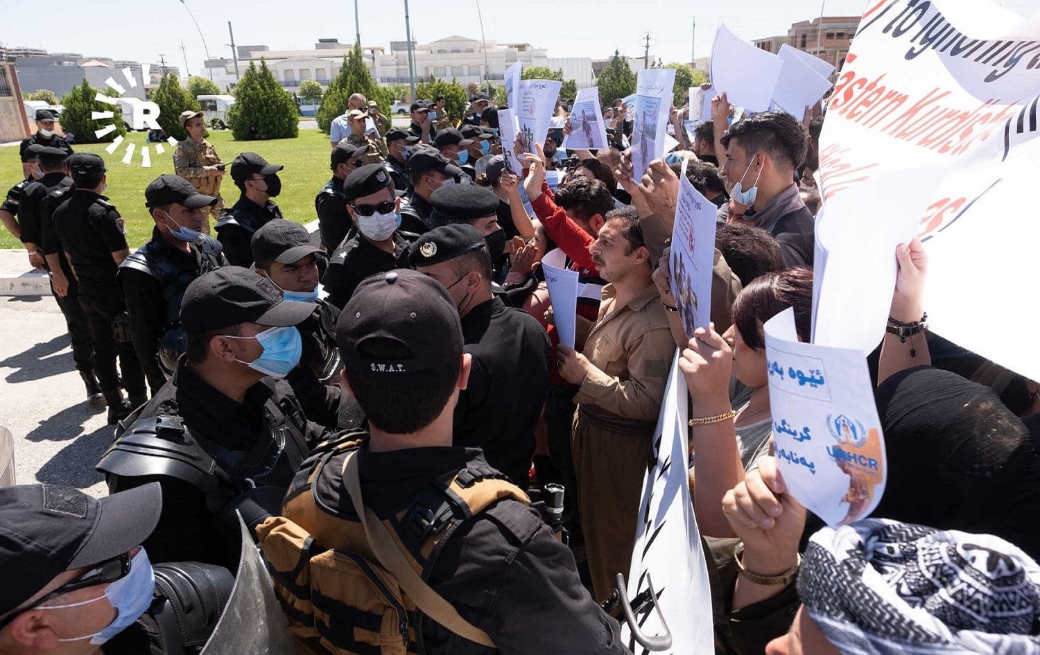 Kurdish refugees from Iran protest in front of UN office to demand their rights. May 20, 2021. Photo: Bilind T. Abdullah