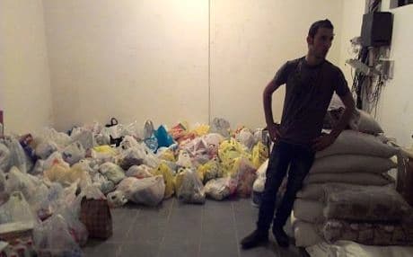  The store room of the Chaldean Bishop's secretariat in Beirut with gifts of civilians for Iraqi Christians. Photo by author
