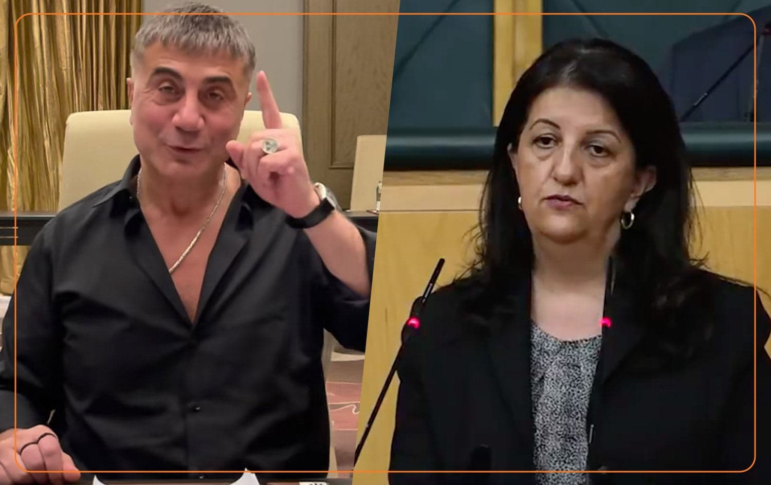 From left: Sedat Peker and Pervin Buldan. Photos: YouTube, HDP