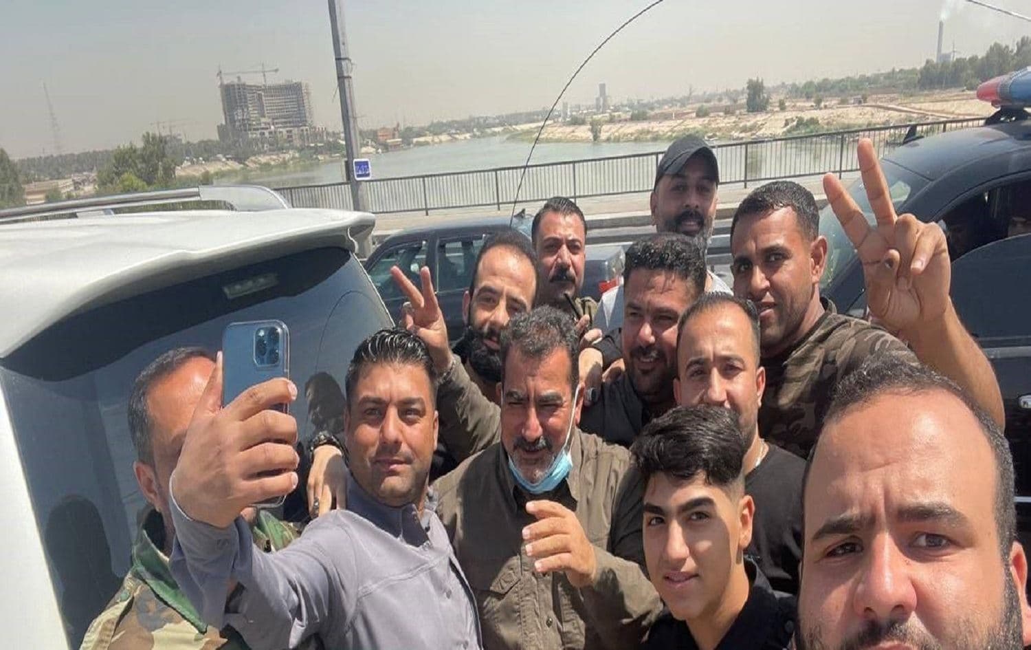 PMF commander Qassem Musleh being greeted by supporters on June 9. Photo: PMF affiliated Telegram channel